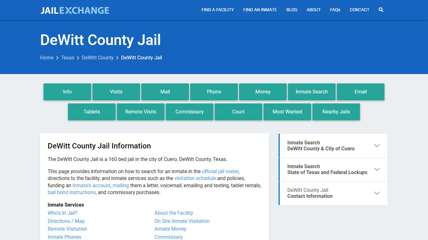 DeWitt County Jail, TX Inmate Search, Information