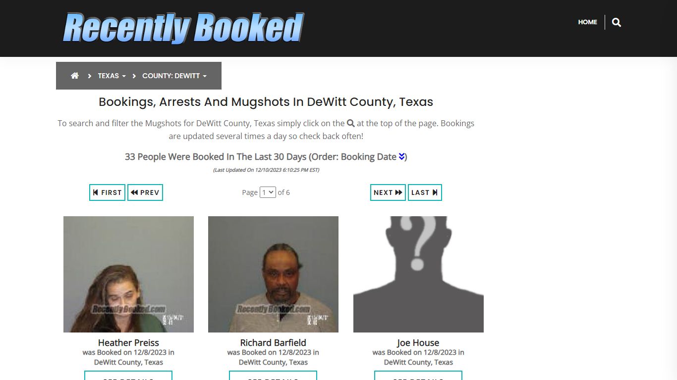 Recent bookings, Arrests, Mugshots in DeWitt County, Texas